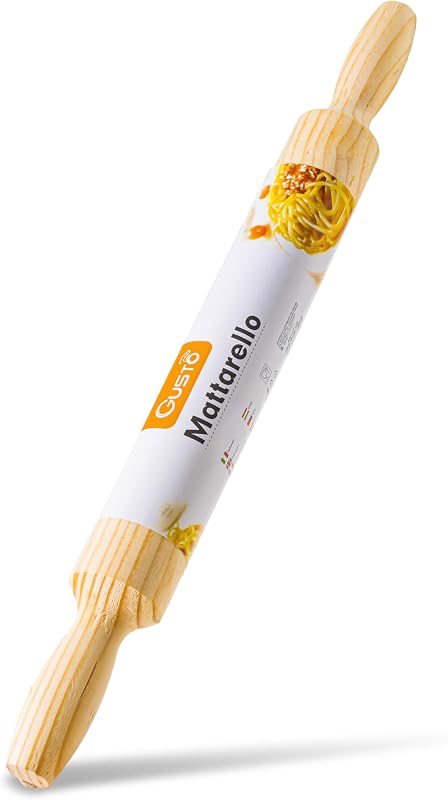 IPEA Wooden Rolling Pin with Handles - Rolling Pin with Non-Stick Surface for Spreading and Kneading Fresh Pas