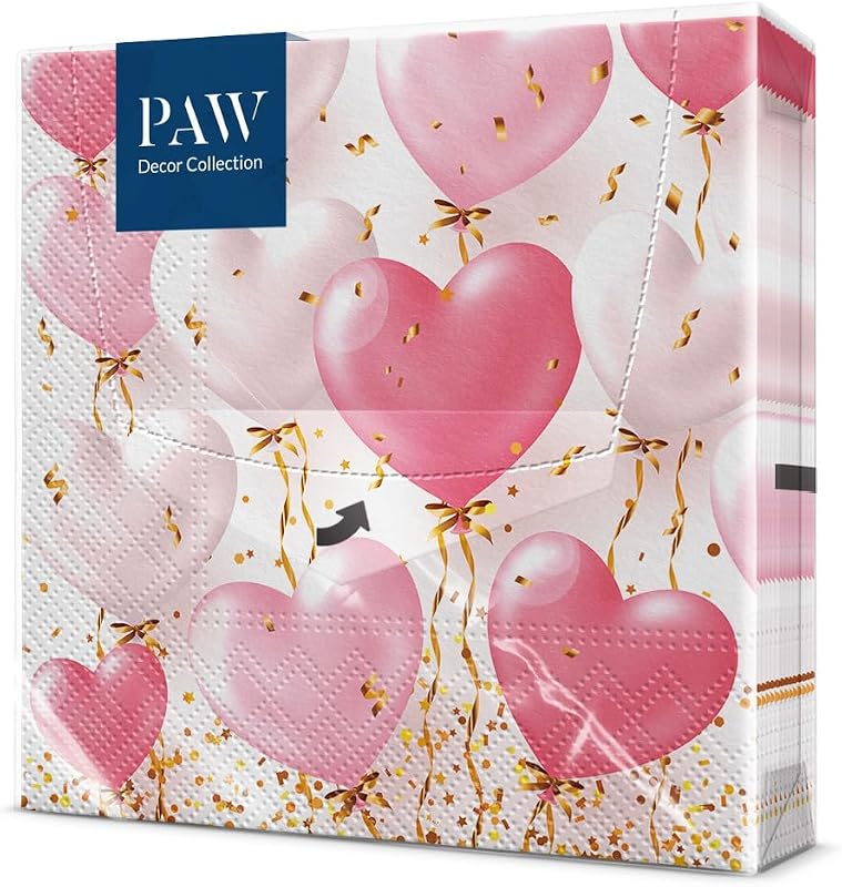 PAW Paper Napkin 3 Ply (33 x 33 cm) I Pack of 20 Perfect for Birthdays, Parties, Weddings, Kommunion and Celeb