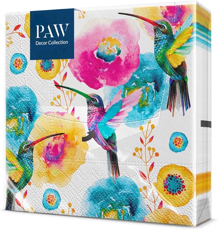 PAW Paper Napkins 3 Ply (33 x 33 cm) Pack of 20 Perfect for Birthdays, Parties
