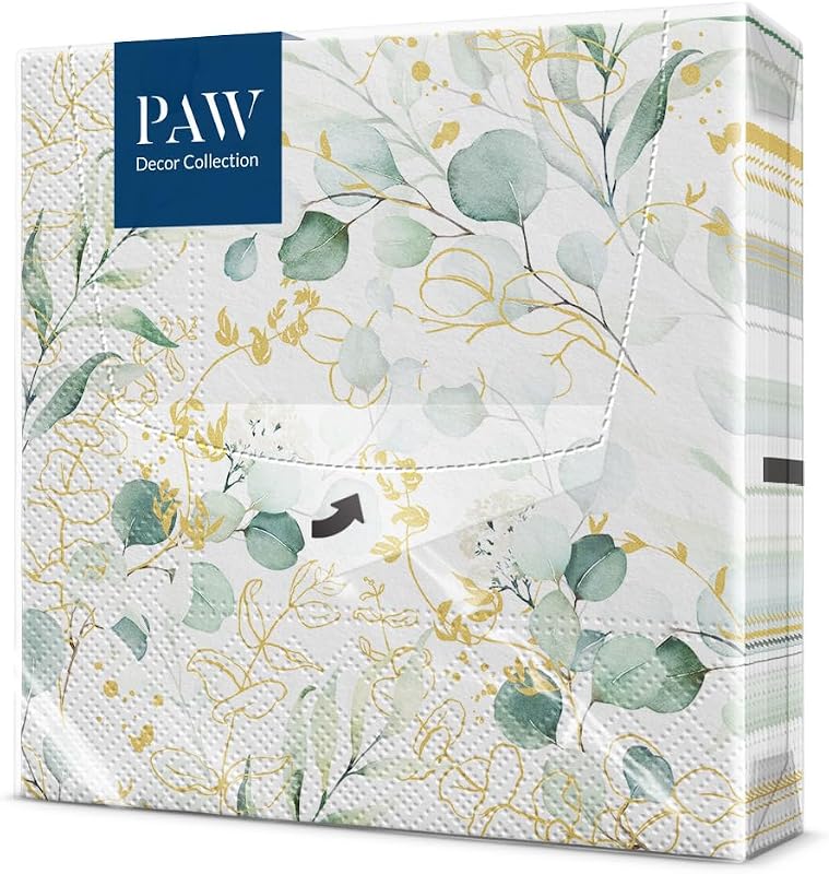 PAW 3-Ply Paper Napkin (33 x 33 cm) I Pack of 20 Perfect for Birthdays, Parties, Weddings, Kommunion and Celeb