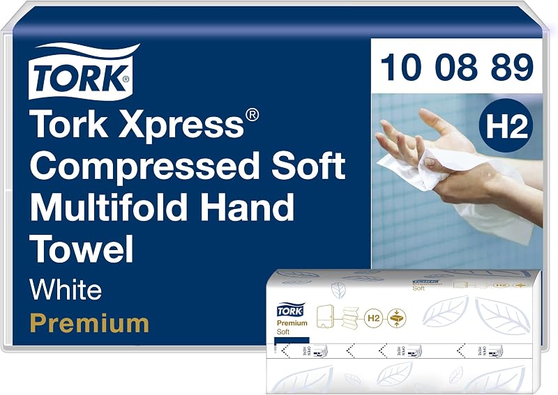Tork Xpress Multifold, 100889, 12 x 225 Hand Towels | White H2, Premium Range, 2-Ply, Z-fold, Absorbent, Compr