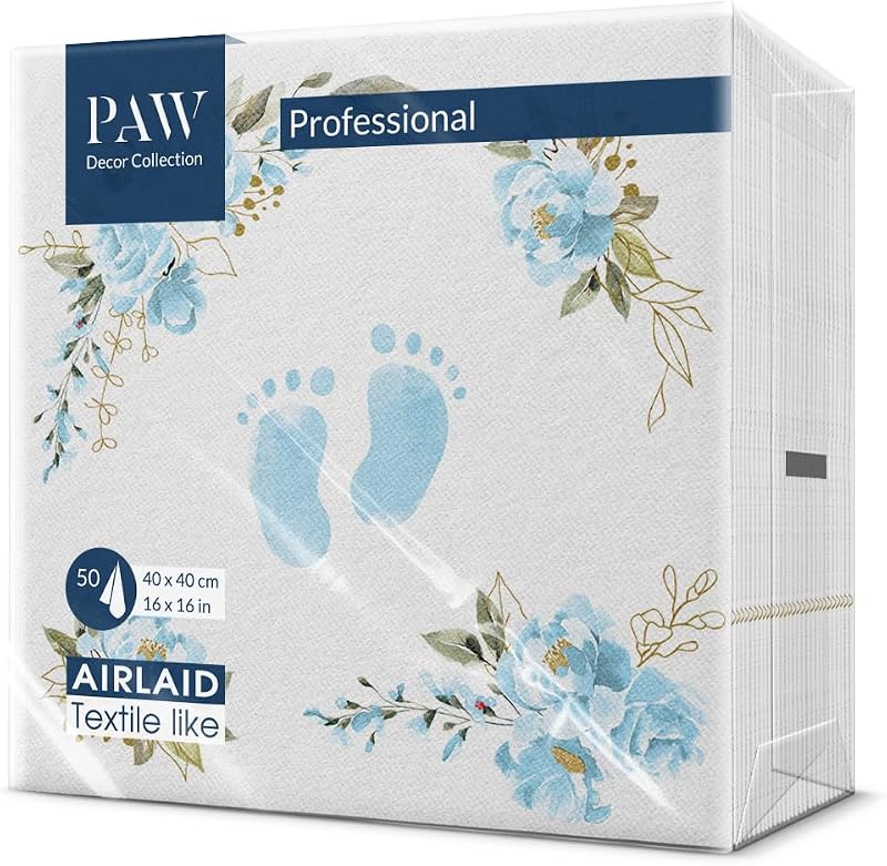 PAW Airlaid Paper Napkin (40 x 40 cm) I 50 Pieces I Perfect for Communion, Confirmation, Christening, Table De