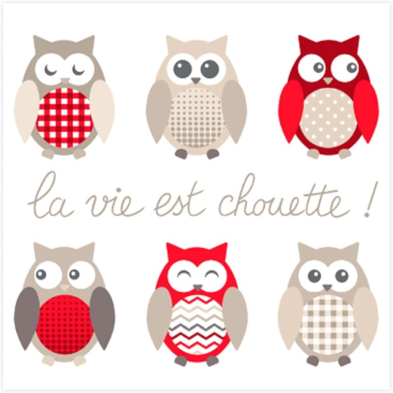 Homéa, Set of 20 Paper Cocktail Napkins 3 Ply 25 x 25 cm Owl
