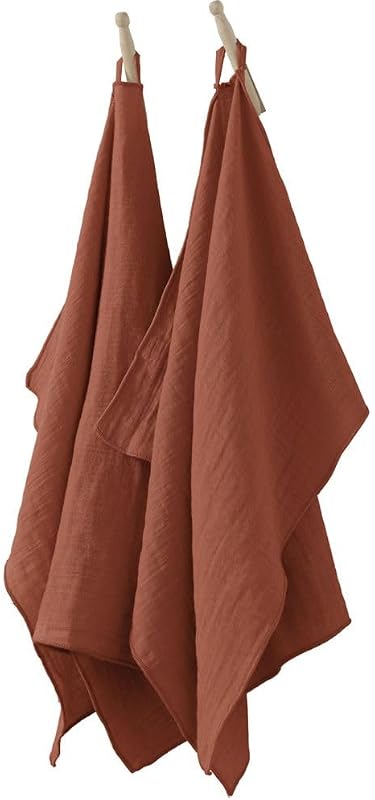 Set of 2 Cotton Gauze Hand Towels 50 x 70 cm Terracotta
