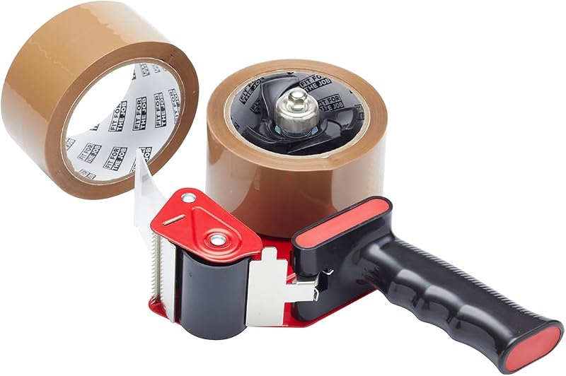 Fit For The Job Fit for the Job Brown Tape Gun and Dispenser - Heavy Duty Tape Dispenser for Efficient Sealing