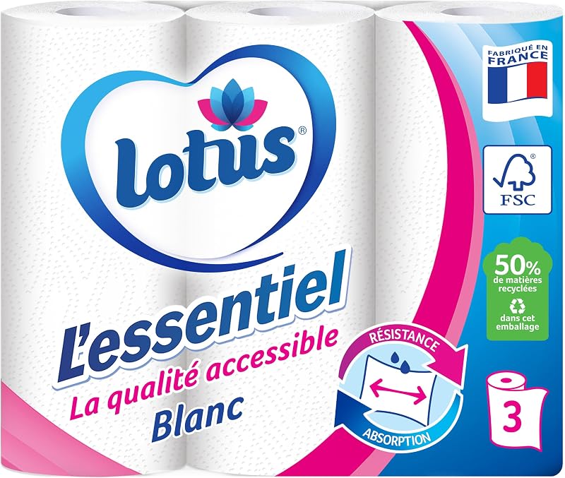 Lotus L'Essentiel Kitchen Roll - 3 Rolls