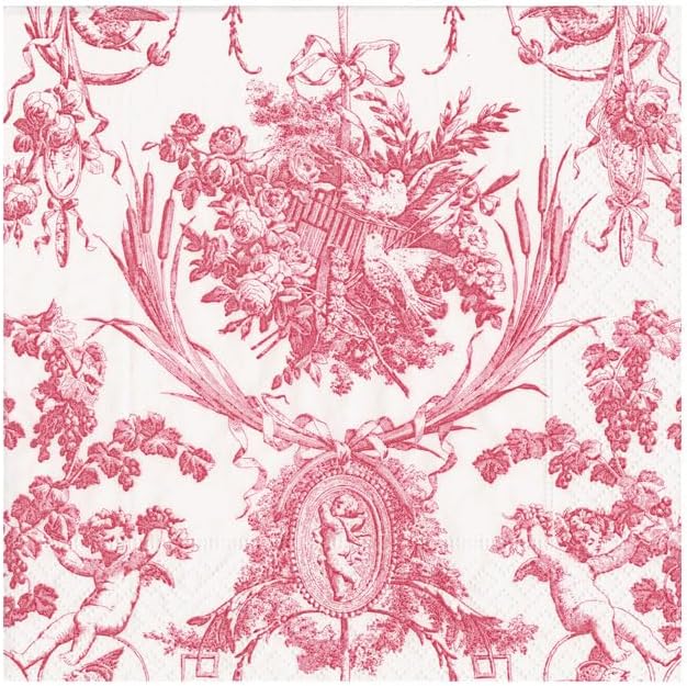 Caspari Romantic Pink Canvas Cocktail Napkins – 20 Per Pack