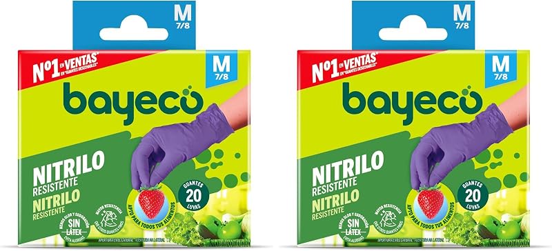 Bayeco - Disposable nitrile gloves - Purple color - Ambidextrous - Dust and latex free - Textured fingers for