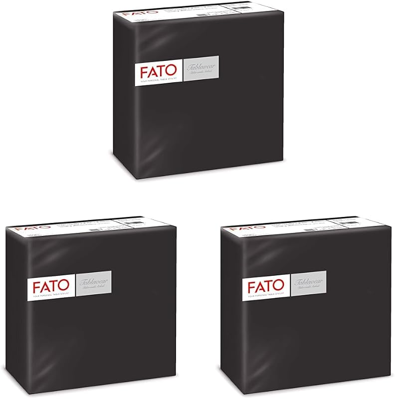 Fato - Airlaid dry paper napkins, fabric effect, pack of 50 napkins, size 40 x 40, folded in 4, colour black (