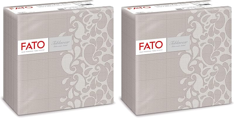 Fato, Paper Napkins, Airlaid, Textile Effect, Pack of 50 Napkins, Size 40 x 40, Folded in 4, Dove Grey Drops D