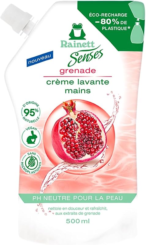 RAINETT Senses Pomegranate Hand Soap - Gently Cleans & Refreshes - 95% Natural Ingredients - All Skin Types - 