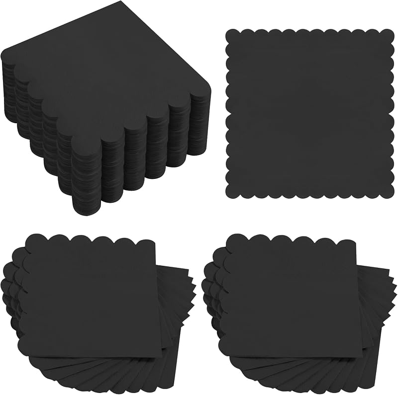 Lot de 200 serviettes de cocktail festonnées jetables double épaisseur, pour mariage, dîner, anniversaire, 12,