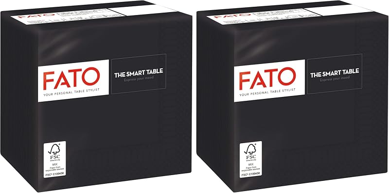 Fato - Disposable Paper Napkins, Ideal for Appetizers and Cocktails, Pack of 100 Napkins, 24x24, 4-fold, 2-ply