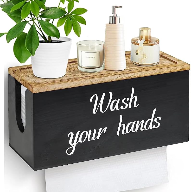 Niciksty Wall-Mounted Wooden Towel Dispenser, Black | For C-fold, Z and 3-fold towels, suitable for hotels and