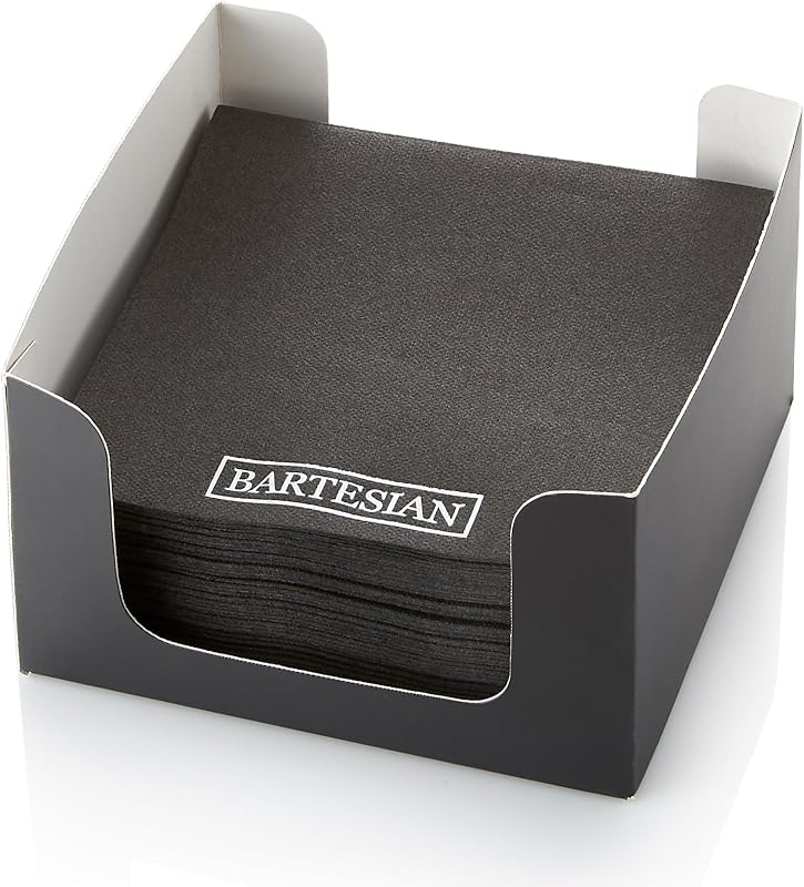 Bartesian Lot de 50 serviettes de cocktail en papier noir – Élégantes, douces et absorbantes pour cocktails et