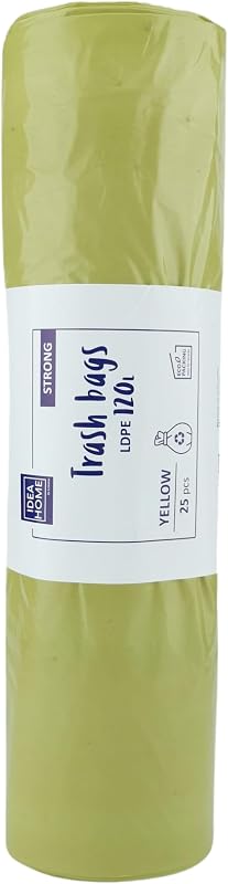 IDEA HOME LDPE Bin Liners 120L x 25 Bags – Heavy Duty Bin Liners for Recycling, Waste Disposal, Selective Sort