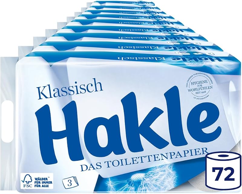 Hakle Classic toilet paper - 72 rolls, gentle cleaning and care for well-being