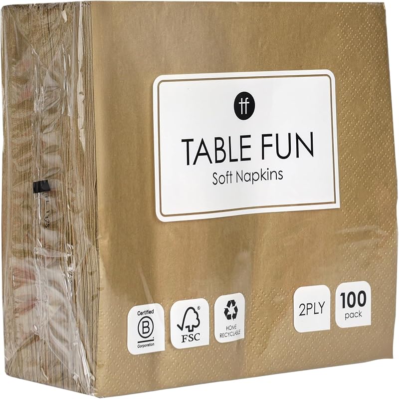 Talking Tables 100 x Gold Soft Paper Napkins Bulk for Birthday Christmas Wedding Catering Girls Party Tablewar