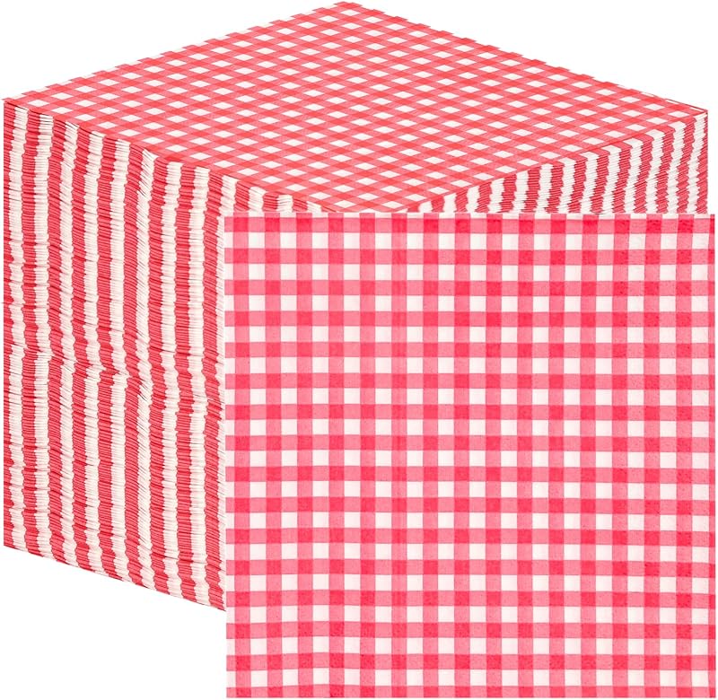 Talking Tables 100 x Gingham Red and White Checked Paper Napkins Birthday Wedding Catering Disposable Paper Na