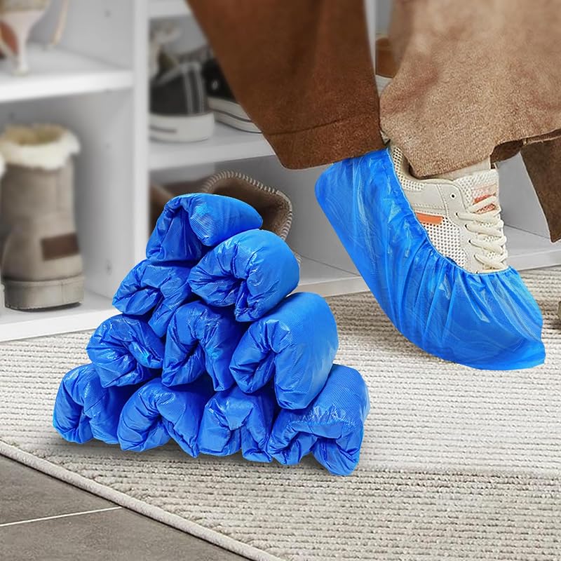 100 x Disposable Shoe Covers (50 Pairs) Non-Slip, Waterproof Recyclable Indoor Shoe Covers