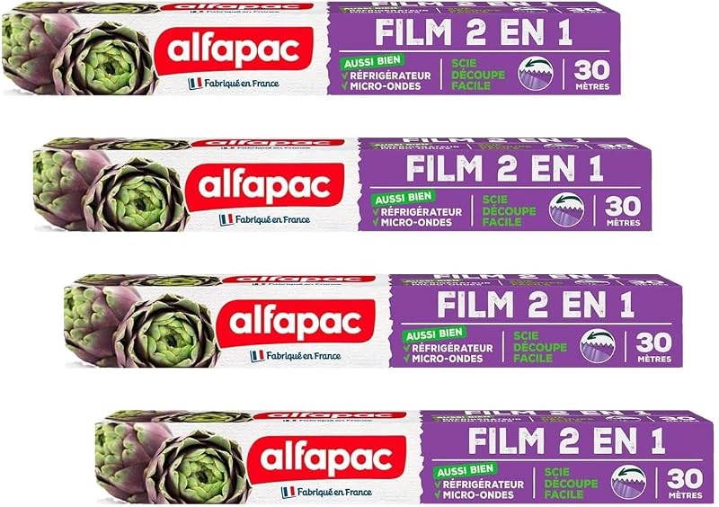 Alfapac - Multi-purpose film 30 m - Fridge and Microwave - Made in France (Pack of 4)