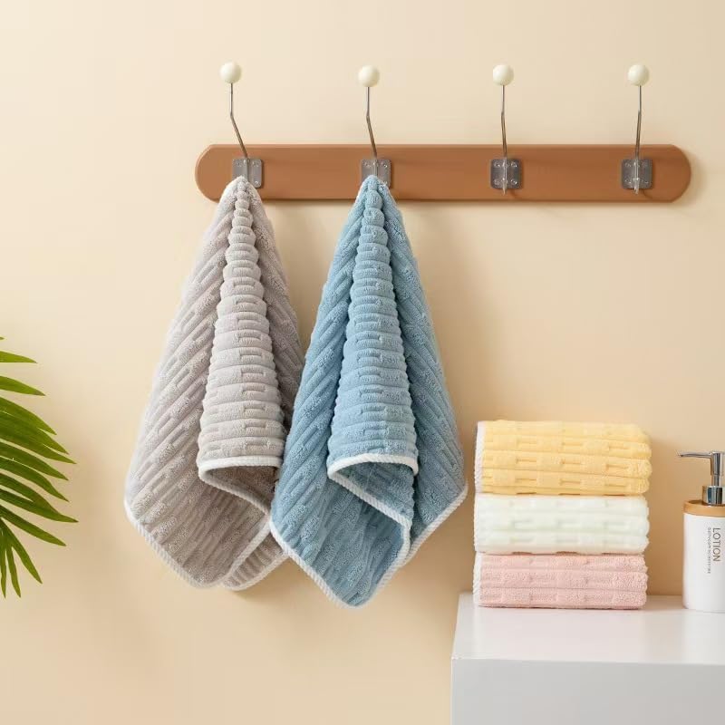 Hand Towels with Hanging Loop, Kitchen and Bathroom Hand Towels with Hanging Loop Absorbent Soft Thick Coral F