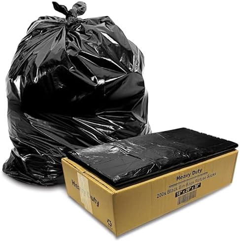 JeeJaan® 200 Pack 80L Heavy Duty Trash Bags - Black Trash Bags Strong Trash Bags for Home, Garden, Kitchen, Ho