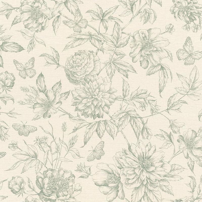Rasch 793925 Non-woven Wallpaper Cream White Vintage Floral Green 10.05 x 0.53 (L x W)