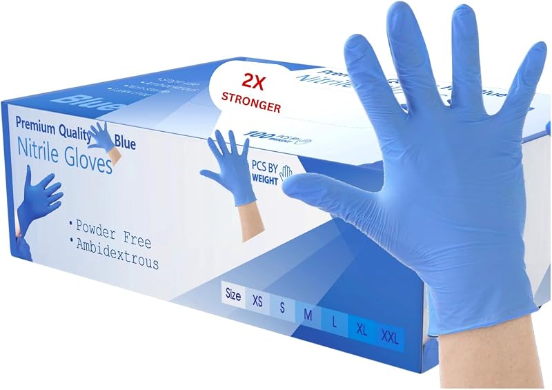 1000 Pcs Blue Nitrile Disposable Gloves, Medical Examination Gloves, Food, Care, Mechanical, Industrial, Hair