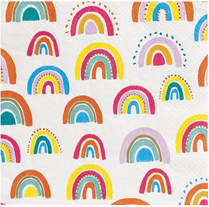 Talking Tables 20 Disposable Rainbow Cocktail Napkins, Birthday, Baby Shower, Children's Party, Easter, Mother