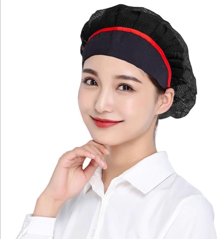 Hygienic Kitchen Cap Chic Mesh Breathable Kitchen Accessories Dustproof Work Hat Black