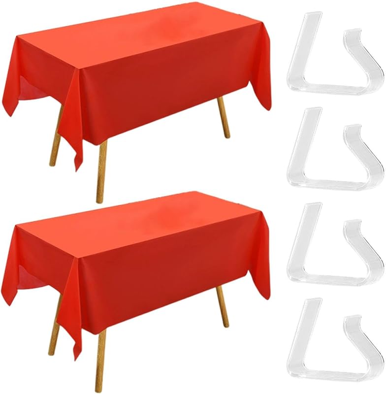 MEMOFYND Lot de 2 nappes rouges et 4 pinces à nappe, nappes rectangulaires, napp