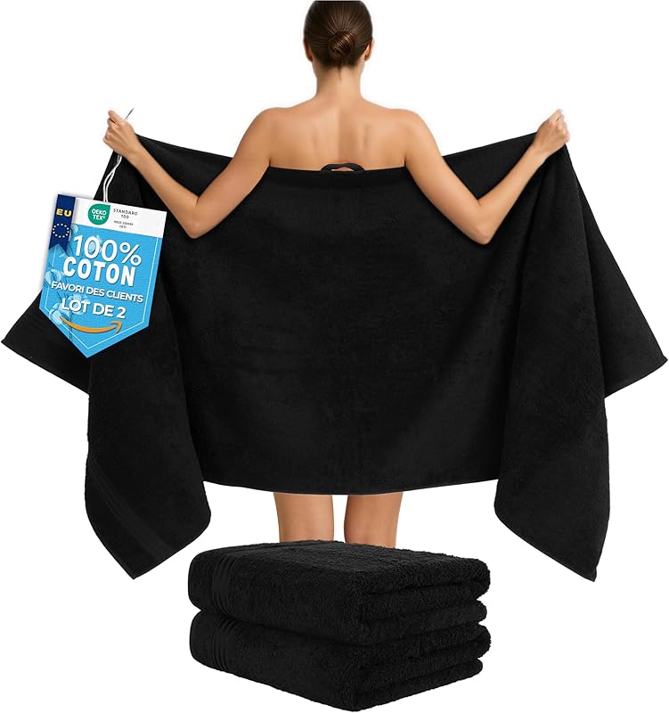 Hammetex Set of 2 Extra Large Bath and Sauna Towels 80 x 200 cm, 100% Cotton 500 GSM, Absorbent, Quick Dry, Oe