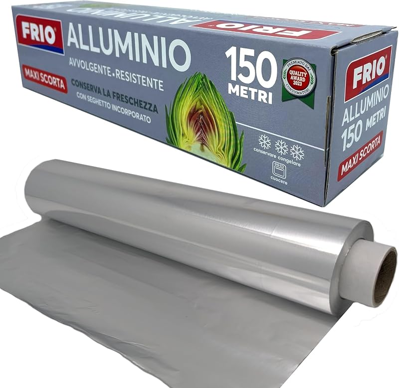 FRIO - Foil roll for food, 150m aluminium foil with integrated saw, width 29.5 cm for professional kitchen, si