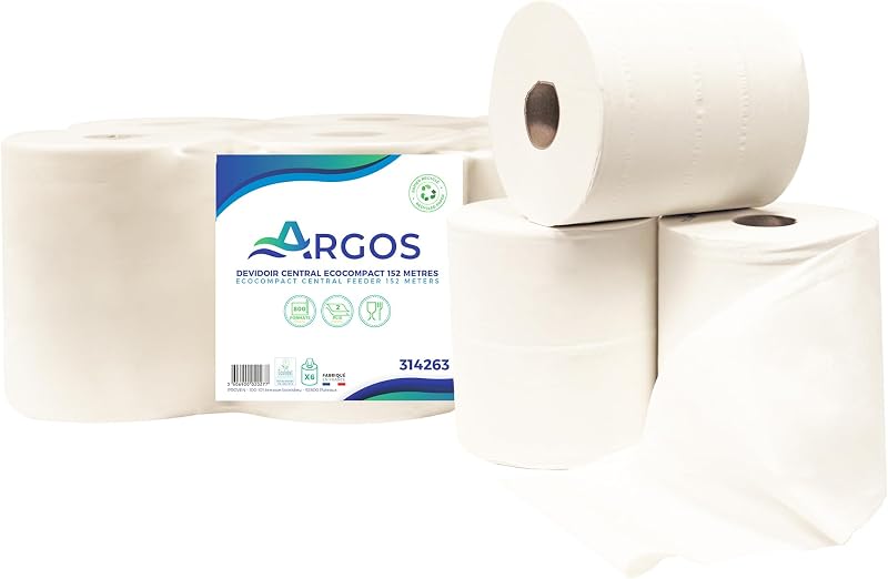 ARGOS - Wipe coil - Recycled cellulose - Compact - Pre-cut format - Ecolabel - 152M - French Fabrcation - 6 Co