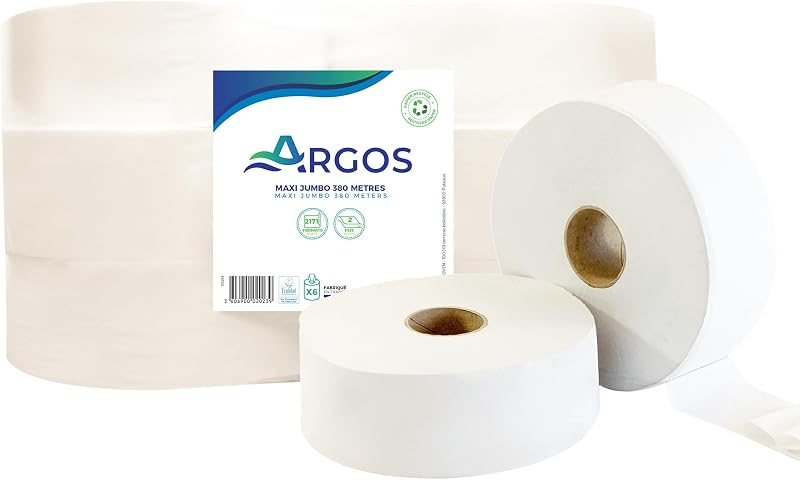 ARGOS - Toilet paper - Maxi jumbo - Recycled cellulose - Optimal absorption - Ecolabel - 380M - Made in France