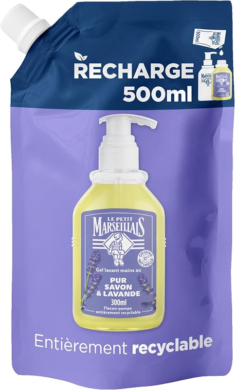 Le Petit Marseillais – Pure Soap & Lavender Hand Wash Gel Refill (ecopack of 500ml) – Refill liquid soap for p