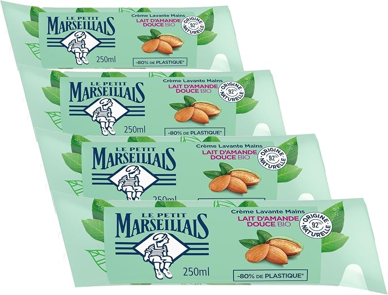 Le Petit Marseillais | Organic Sweet Almond Milk Hand Wash Refill (250 ml berlingot) – Liquid soap with 92% in