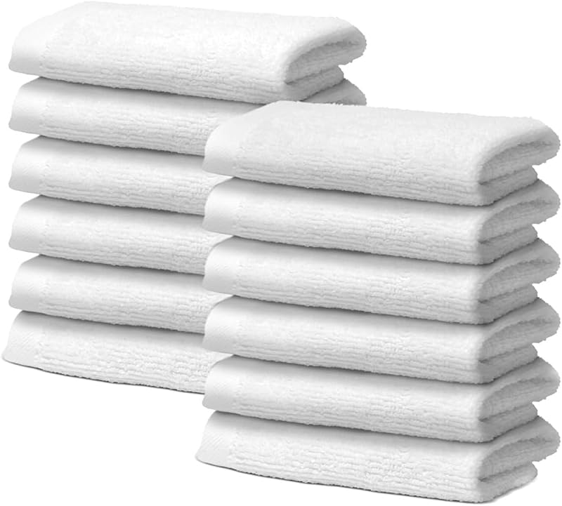 Giovanni Dolcinotti | 12 Pack 100% Cotton Face Towels - 30 x 30 cm - Extra Absorbent & Quick Dry - For Bathroo