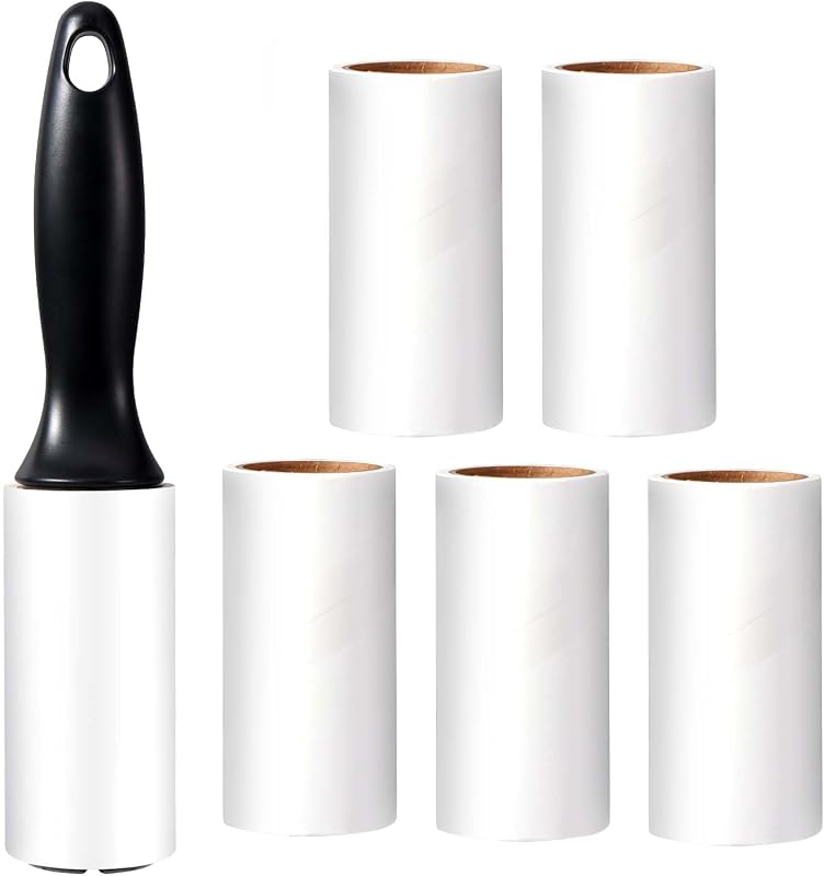 Oderra Pet Hair Roller - Lint Roller Adhesive with 1 Handle + 6 Rolls (60 Sheets/Roll) - Cat and Dog Hair Clea