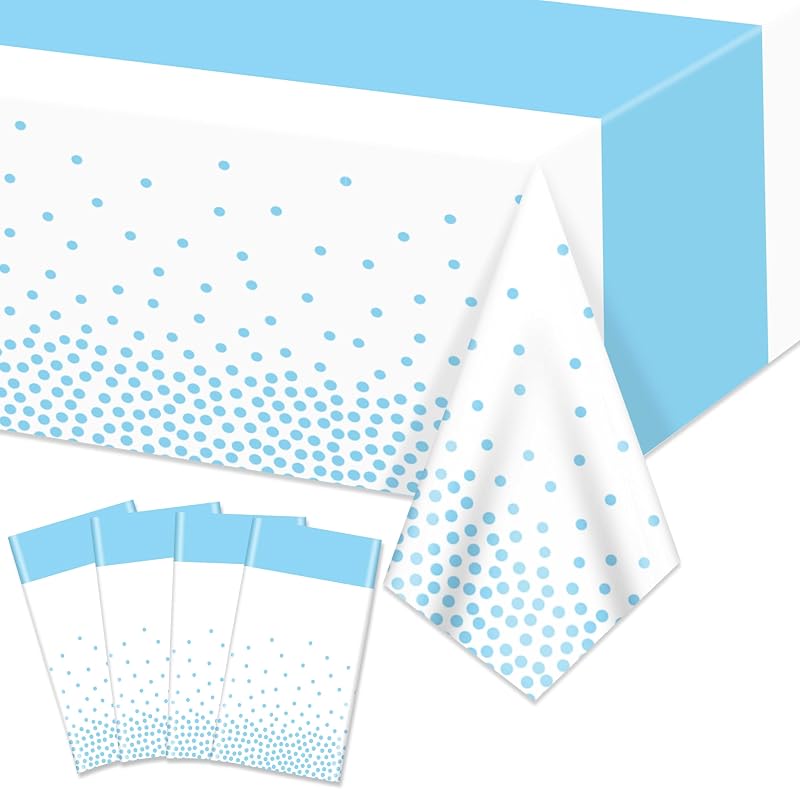 Hegbolke White and Blue Tablecloths - 220 x 130 cm - Blue Rectangular Tablecloth for Weddings, Birthdays, Firs