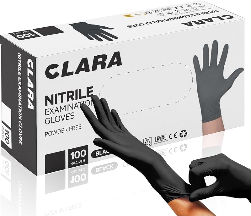 Clara Nitrilhandschuhe Puderfrei Schwarz Unisex Nitrile Gloves (Pack of 1)