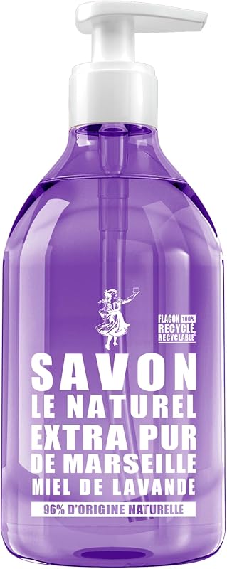 Le Naturel Liquid Soap Marseille Honey Lavender for All Skin Types 500 ml | 96% natural ingredients, Vegetable