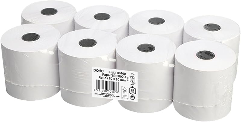 Dohe - Thermal Paper Rolls 80x80 mm (8 u.) - Mandrel φ12 mm, Length 51 m, Tickets for Payment Terminals, Cash 