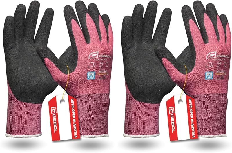 Gebol Master Flex Lady Work Gloves with Nitrile PPU Coating Dermatologically Tested Nitrile Gloves - Gardening