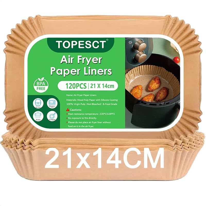 Lot de 120 Papier Cuisson Air Fryer - 120 pièces Papier Sulfurisé Pour Air Fryer Food-Grade BPA gratuit, Compa