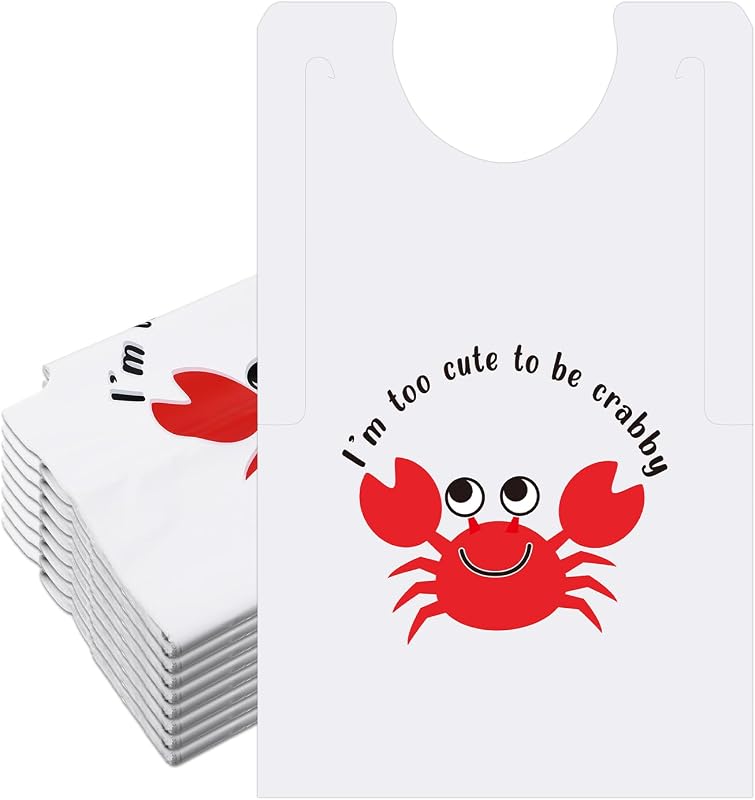 Hotop Lot de 50 bavoirs jetables en plastique pour fruits de mer, accessoires pour crevettes, crabes