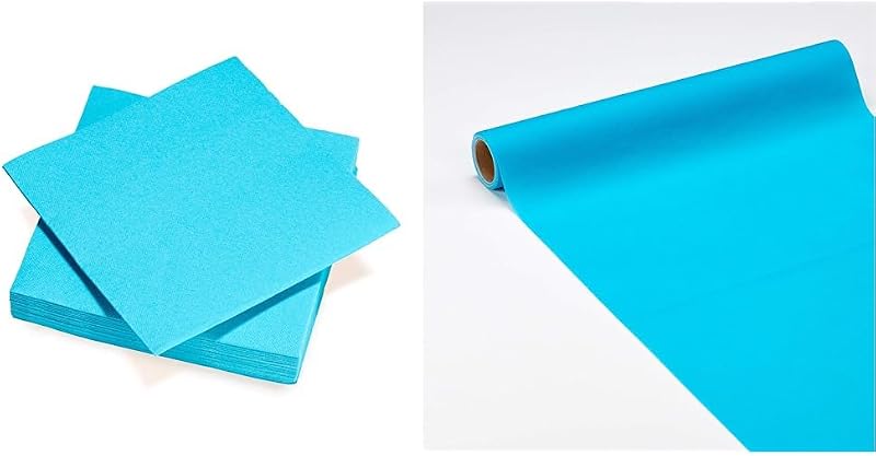 FSC® 40 Tex Touch Turquoise Blue Paper Napkins 38 x 38 cm + Table Runner 3 in 1 Airlaid FSC® Turquoise Blue 0.