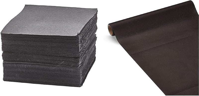 FSC® 50 Tex Touch Cocktail Napkins, Black, 25 x 24 cm + FSC® Airlaid Table Runner 3-in-1 – 0.4 x 4.8 m