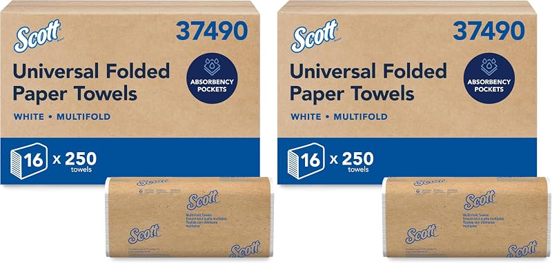 Scott Essential 6636 Hand Towels, V-Ply, 12 Clips x 220 White Paper Towels, Compatible with Built-in Flush Dis